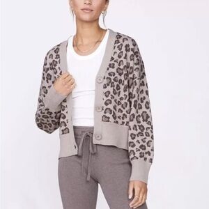 🌸✨Monrow Women's Oversized Leopard Cashmere✨Blend Cardigan Sweater XL NWT